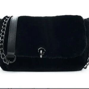 Elegant Black Faux Fur Shoulder Bag